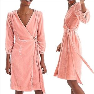 J.crew pink velvet draped wrap dress size 6